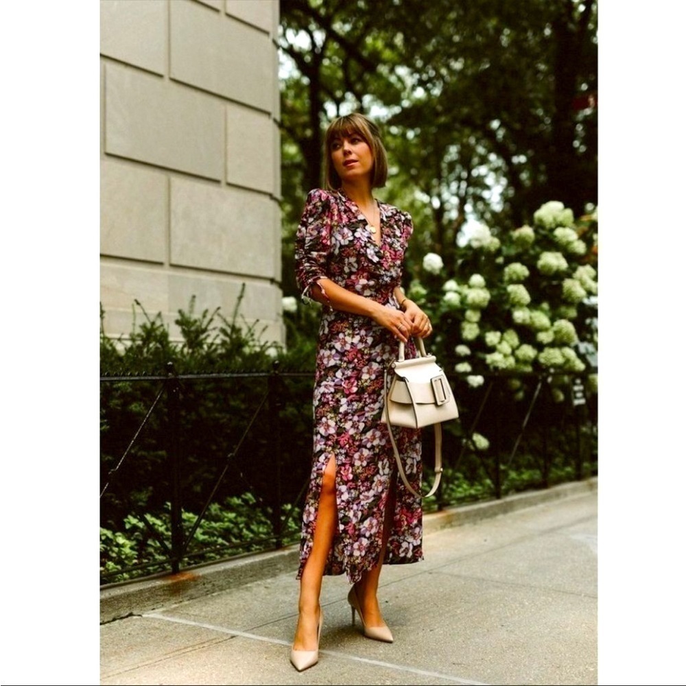 WAYF Boomer Midi Dress In Black Petal Floral